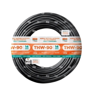 CONDUCTOR ELECTRICO THW-90 + PLUS 14AWG 750V NEGRO INDECO